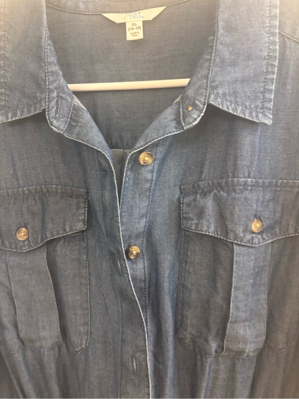 Time and Tru Dark Denim Shirt Dress - Picture 2 of 5